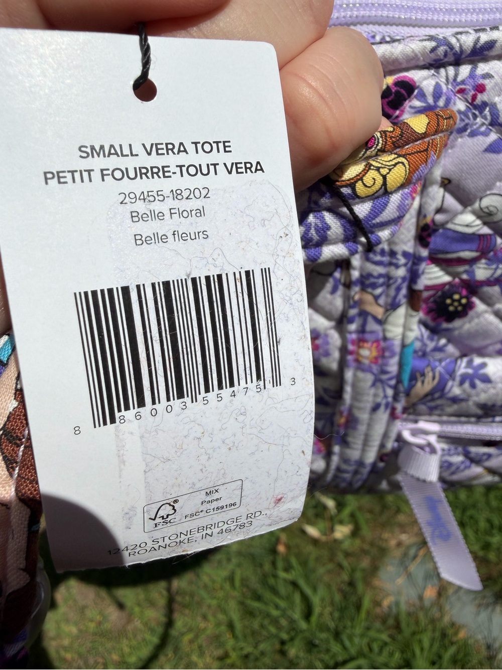 Disney Vera Bradley Belle Floral Small Vera Tote Beauty & the Beast NWT - Picture 9 of 11